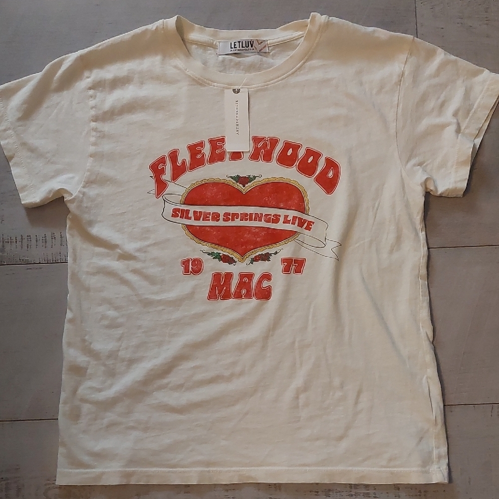 Anthropologie LetLuv White Fleetwood Mac Tee with Red Graphic NWT - Picture 5 of 5